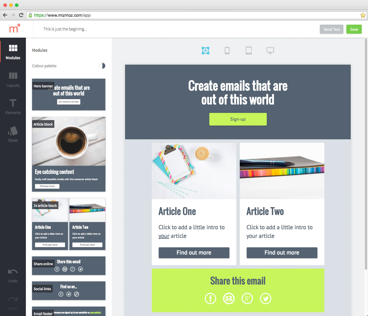 Mizmoz - Create Beautiful Email Campaigns
